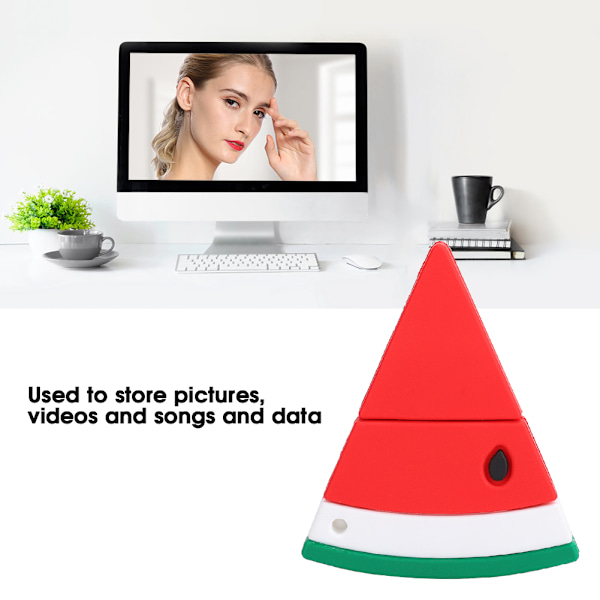 Tecknad U Disk PVC Liten USB Vattenmelon Mönster Flash Minne Söt Minnessticka 32G