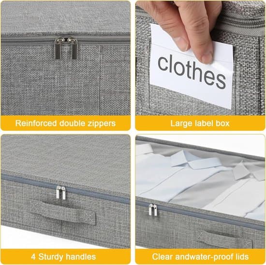 Under-bed storage box - Large storage box with zipper - Foldable wardrobe - Storage box - 100×50×10 cm - Set of 2