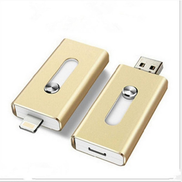 128 GB 2-i-1 USB-minnepinne med doble kontakter - Høyhastighets nøkkelholder for Apple