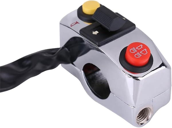 Motorcycle Universal 7/8 Handlebar Control Switch with Horn, Turn Signal, High/Low Headlight - Silver 0.2