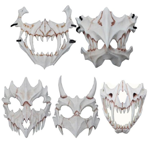 Halloween Cosplay Resin Maske Den Japanske Drage Gud Maske Dyr Tema Fest Dyr Skelet Halv Maske