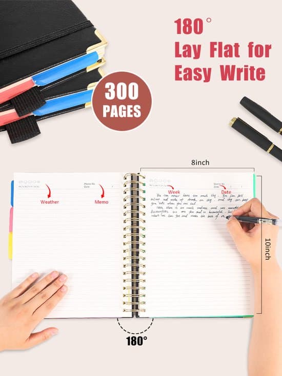 Notebook - Spiral Bound, Leather Cover - 300 Pages - 5-Column Layout - (10 x 8.07 inches) - Lined - Black Black