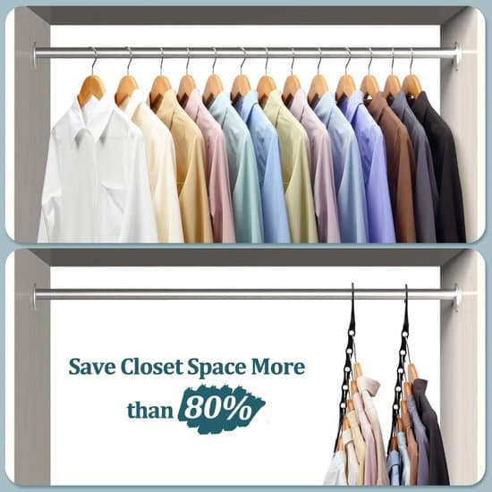 6 Pieces Magic Hangers - Space Saving Hangers - Closet Space Saver Hanger Organizer - Multi Hangers - Sturdy Plastic - 360 Degree Rotatable