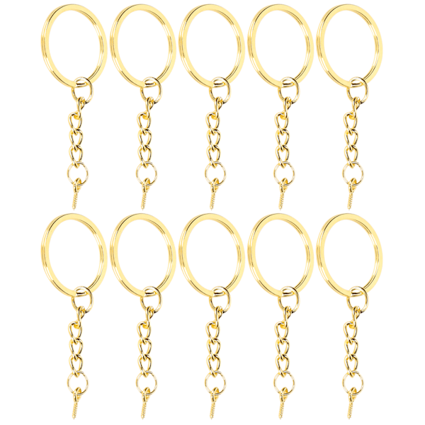 10pcs Key Ring Alloy Key Chain Ring Parts with Screw Eye Pin Connector DIY AccessoriesGold 30mm / 1.2in