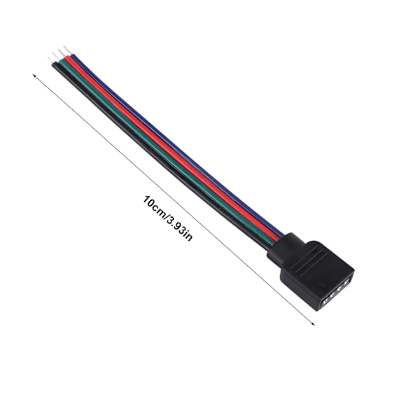 20 stk. 4-bens stikforbindelsesledninger til 5050/3528/3014 RGB LED-strimler 10 cm længde hun