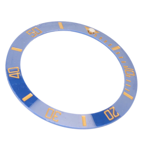 40mm Diameter Klocka Bezel Insats Ring Tydlig Skala Självlysande Keramisk Ersättningsbezel Insats Guld Karaktär Blå Baksida