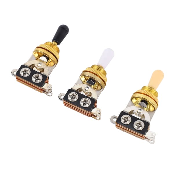 3st 3-vägs gitarr toggle-switchar kort rak switch med svarta vita krämspetsar för elgitarr guld