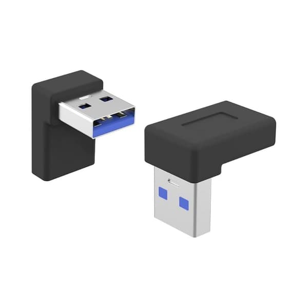 2 stk. USB-C hun til USB-A han vinklet adapter 90 grader, retvinklet USB A han til USB C hun adapter