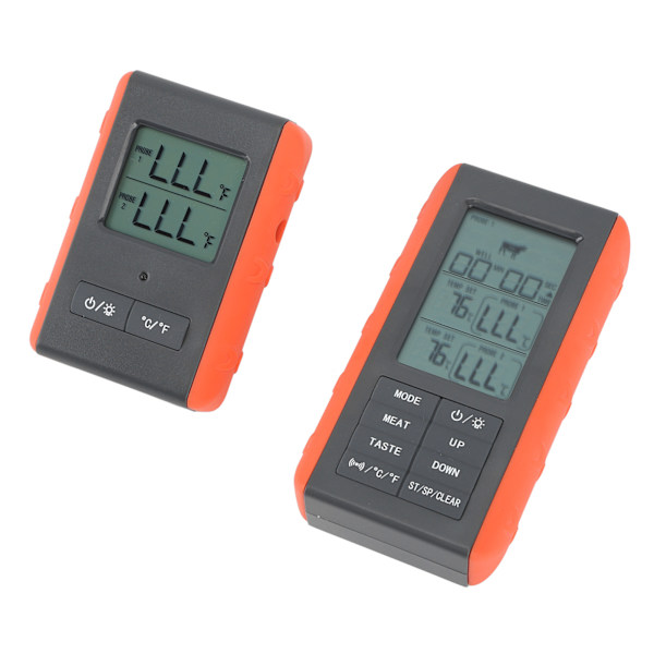 Kjøtttermometer med dobbel probe digital HTN-skjerm temperaturalarm trådløst BBQ grilltermometer for matlaging