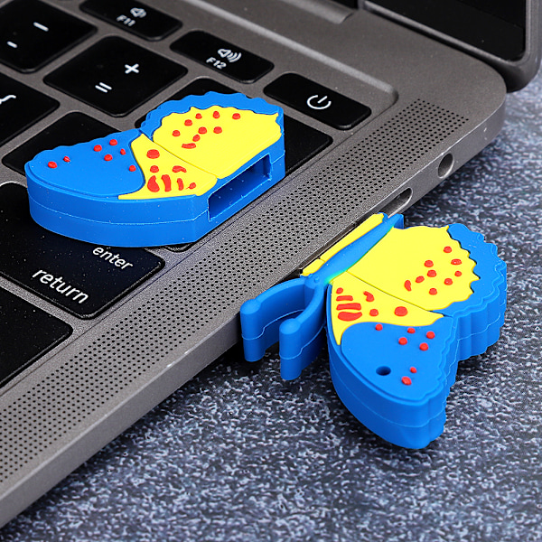 Tegneserie U Disk PVC Liten USB Sommerfuglmønster Flash Minne Cute Memory Stick 16G