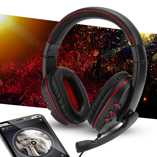 Hovedmonteret Computer Gaming Headphone Headset Høj Ydeevne til PS4 (sort rød)