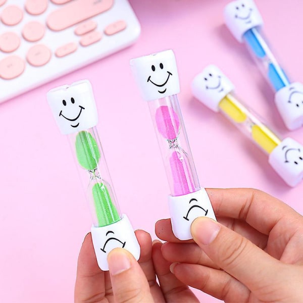 4 pakke tannsandtimer for barn for tannpuss, 3 minutters timeglass i rosa, grønn, blå og gul