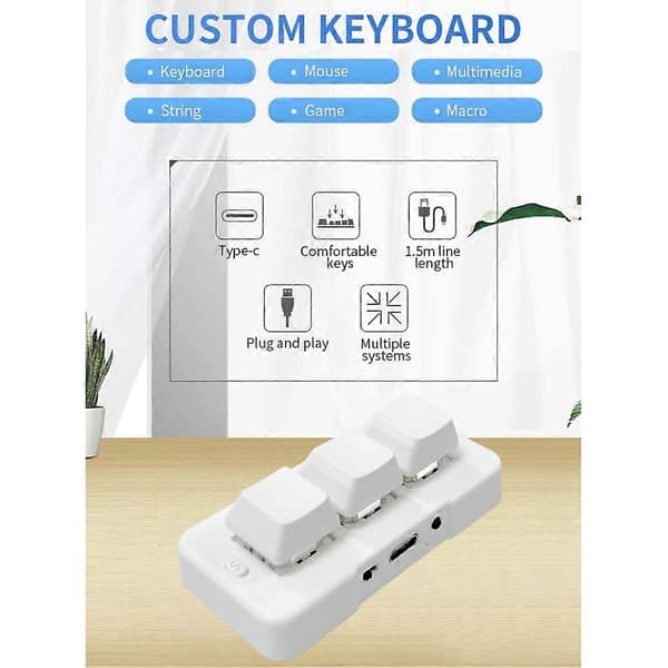 MK321BT 3-Button Mini Custom Mechanical Keyboard, White