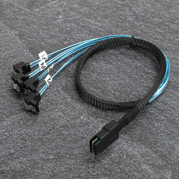 Harddisk Kabel Datatilbehør Serverkabel Mini SAS 36-Pin TIL 4SATA 90° 0,5-Meter 0,5 meter
