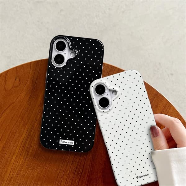 iPhone 17 Case, IMD Soft Shell Material, Cute and Stylish Polka Dot Pattern, Beautiful Design, Black black