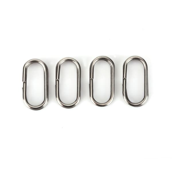 100 stk. ovale splitringe i rustfrit stål, drejelig snap-fiskegrejsforbinder (10x19mm)