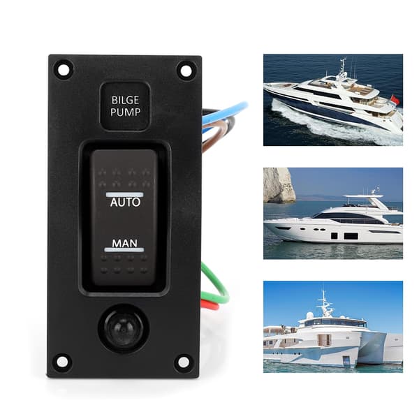 ON off ON Deluxe LED Rocker Bilge Pump Switch Panel & Circuit Breaker