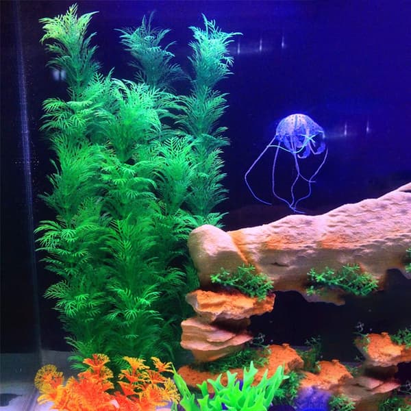 40 cm kunstige vannplanter for akvarielandskap – dobbel grønn gigantfuru – sett med 2