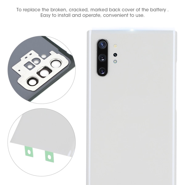 BW-SMBCH NOT10+ Glas Mobiltelefon Batteridæksel Bagcover Reservedelstilbehør til Samsung Note10 plus (Hvid)