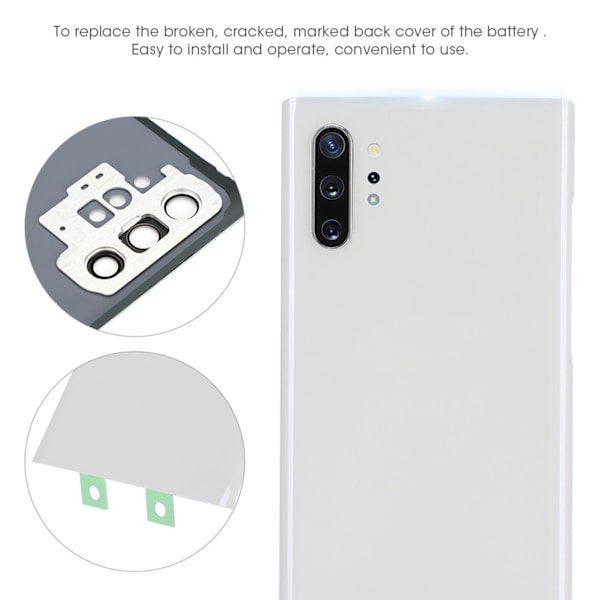 BW-SMBCH NOT10+ Glas Mobiltelefon Batterilucka Bakre Skydd Reservdel Tillbehör för Samsung Note10 plus (Vit)
