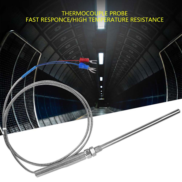 M8 Gänga PT100 Platinamotstånd Termoelement 100mm Sond Temperatursensor Kabel 0-400℃ (1 m)