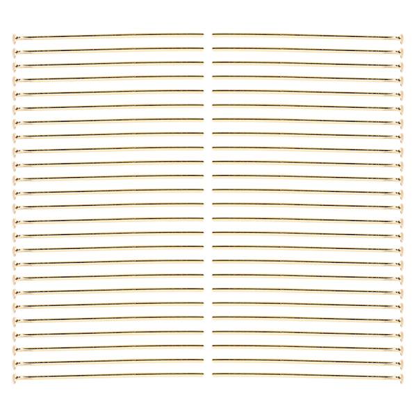 50 stk. flathodede nåler i rustfritt stål DIY Håndverk Perle Smykker Anheng Lagedeler Tilbehør Gull 35mm / 1.38in