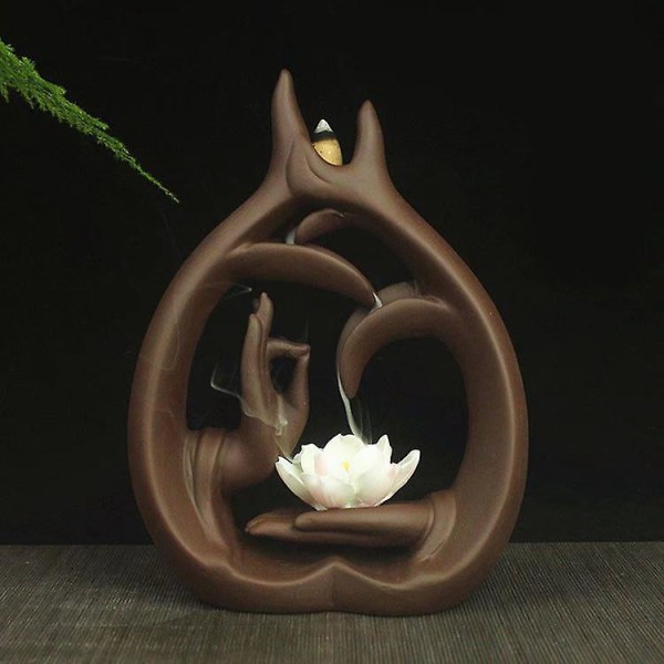 Bergamot Lotus Keramisk Backflow Røgelse Holder Hjem Dekoration