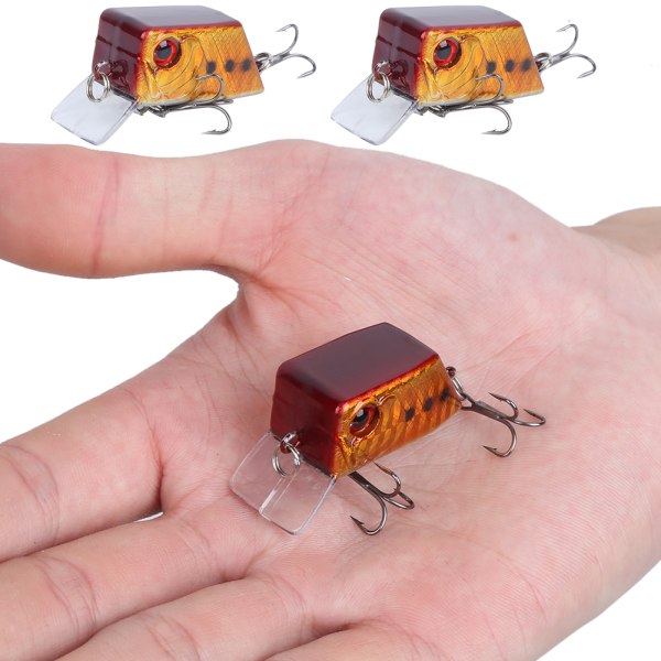 3 stk Cube Mini Agns Fiske Kunstfisk Lokke Fiskegrej Værktøj med Skarpe Krog 5#