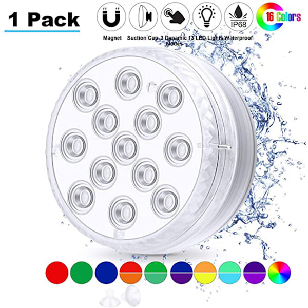 Submersible LED Pool Light with RF Remote Control Waterproof Underwater Lights for Pond Party Garden