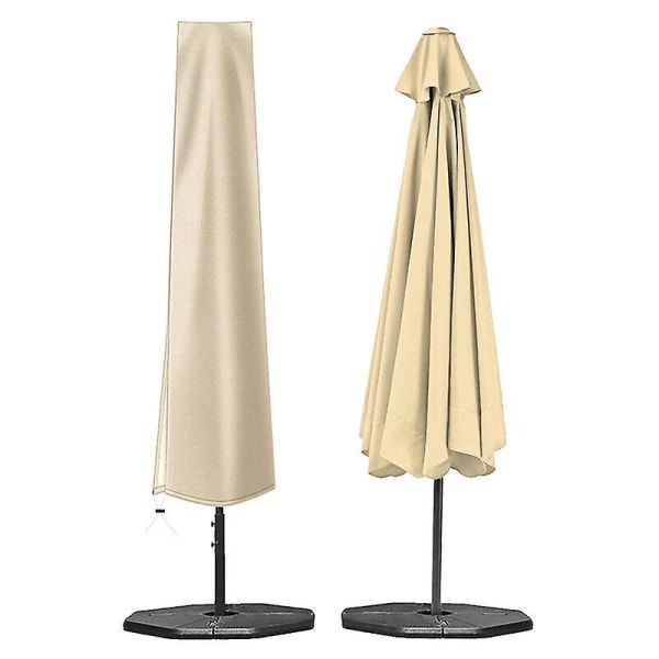 Beige dobbeltlags parasolltrekk, 190*305*50 cm, vanntett anti-UV 210D Oxford-stoffbeskyttelsestrekk med glidelås