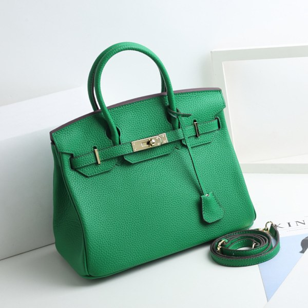 Mörkgrön Läder Tote Bag för Kvinnor Pendlar Crossbody Handväska Dark green No. 25 (25x14x19cm)