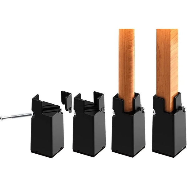 Justerbare sorte møbelforhøjere - Sæt med 4, 10 cm højde, kraftige benforhøjere til seng, bord, sofa, skrivebord (0,8-1,6 tommer)