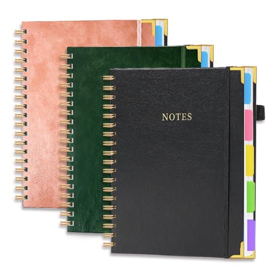 Notebook - Spiral Bound, Leather Cover - 300 Pages - 5-Column Layout - (10 x 8.07 inches) - Lined - Black Black