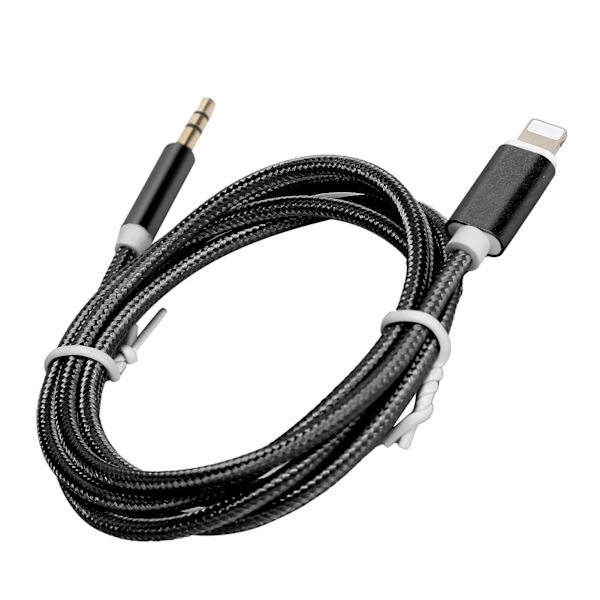 Bil AUX-kabel til IOS 12 3,5 mm AUX-lyd til IOS-interfaceadapter Nylonflettet kabel Sort