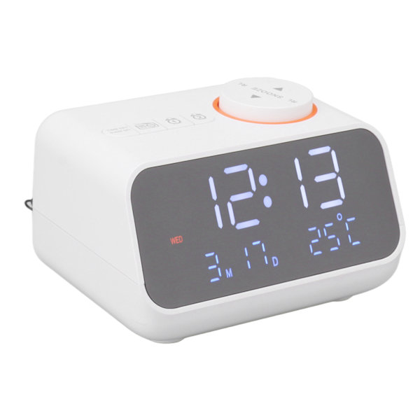 Väckarklockradio LED Digital Väckarklocka med FM-radio Musik Temperatur Luftfuktighetsdisplay för Hem Sovrum Skrivbord Kontor Vit