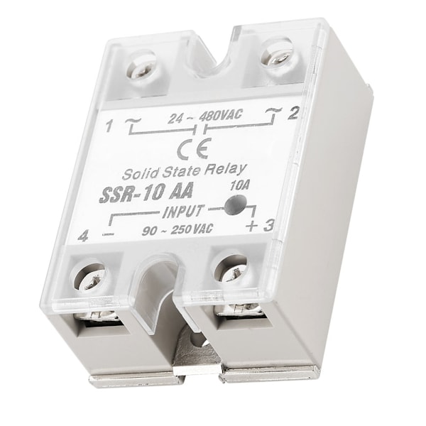 SSr 10 AA 10A Solid State Relä Modul SSR AC-AC Ingång 90-250V AC Utgång 24-480V AC