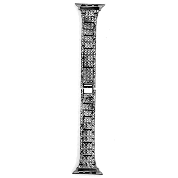 Metallklokkereim 5-Rads Rhinestone-besatt Erstatningsklokkereim Passer for IOS Klokke 42mm / 44mm Svart