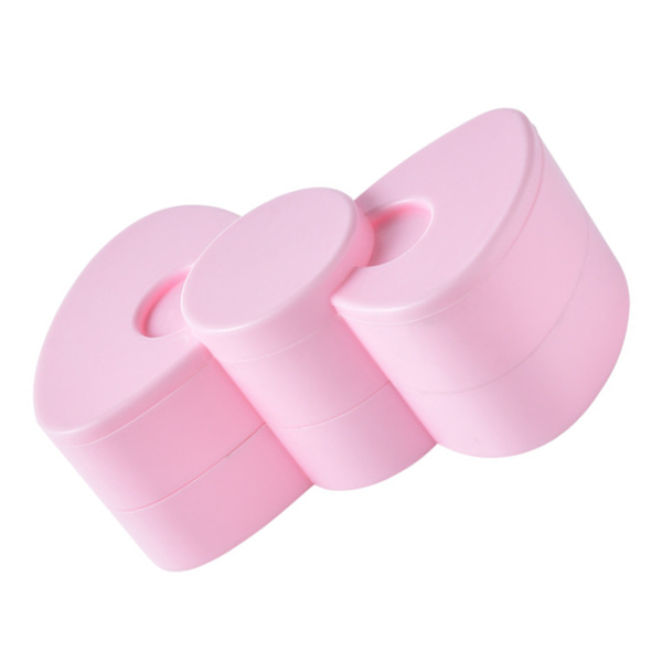 Dobbelt Lag Roterende Smykkeskrin Lille Smykkebakke Bowknot Etui Kvinder Smykker Øreringe Opbevaringsboks Pink