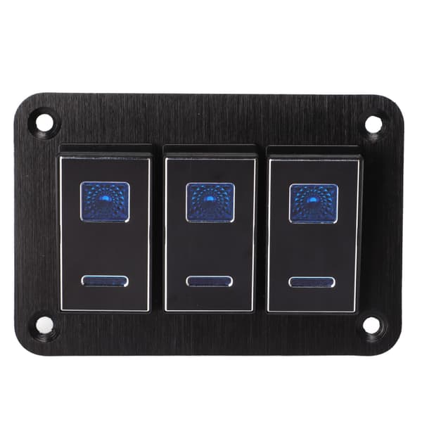 3-Gang Vandtæt Toggle Switch Panel DC12V til 24V 30A 5PIN Blå LED Lys Fleksible PC Spænder til RV Bil Yacht