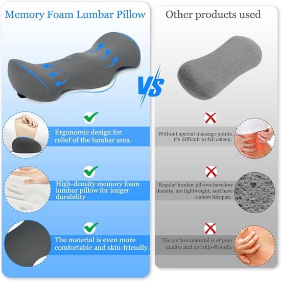 Back Support Pillow - Ergonomic Memory Foam Lumbar Pillow - Pain Relief for Lower Back and Sciatica - Suitable for Sofa and Car - Anatomical Support Pillow