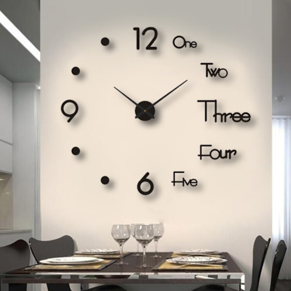 Night Light Wall Clock Frameless Decorative Luminous Silent Clock for Living Room Bedroom Black Large 130cm/51.18in