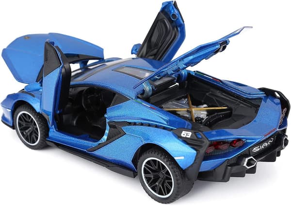 Legetøjsbiler Lambo Sian Fkp3 Metalmodelbil Med Lys Og Lyd Træk tilbage Legetøjsbiler Til Drenge 3+ År (blå)