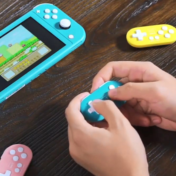 Trådlös Kontroller Mini Liten Bluetooth Portabel Gamepad för Mobiltelefon Dator (Blå Grön)