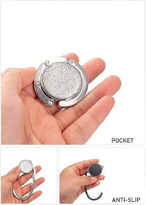 Vikbar handväskkrok handväskhängare Bling strassväskhållare för bordsskiva 1 st vit