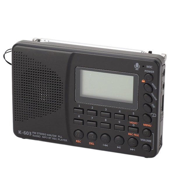 K‑603 FM/AM/SW Radio Monitoiminen Kannettava Pieni Radio Stereokaiutin REC-tallennin