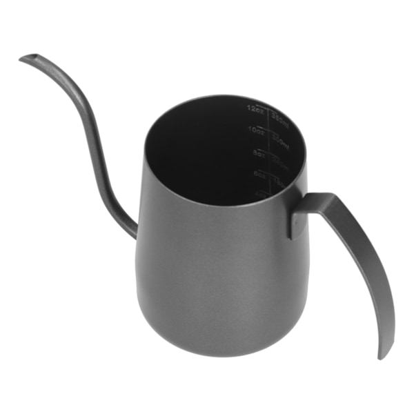 304 Stainless Steel PTFE Gooseneck Kettle with Inner Scale Pour Over Coffee Pot for Home350ml Black