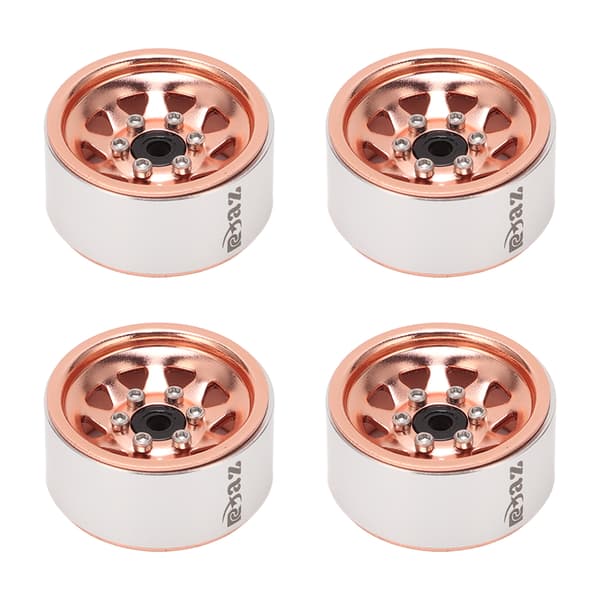 4 stk RC bilhjulnav 1.0in Crawler Car General 7mm Hex Driver Sølv Ytre Triangulær 9 Hull Metall Felger Gull