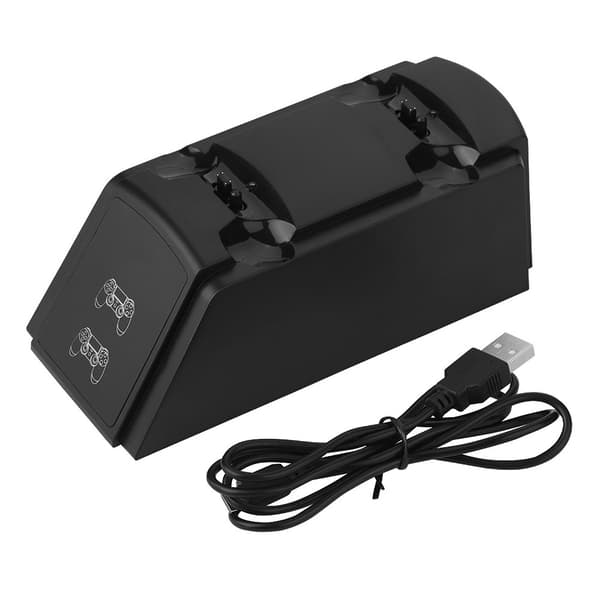 2 i 1 USB Dobbelt Opladningsdock Opladningsstation til PS4 Controller med LED-lys