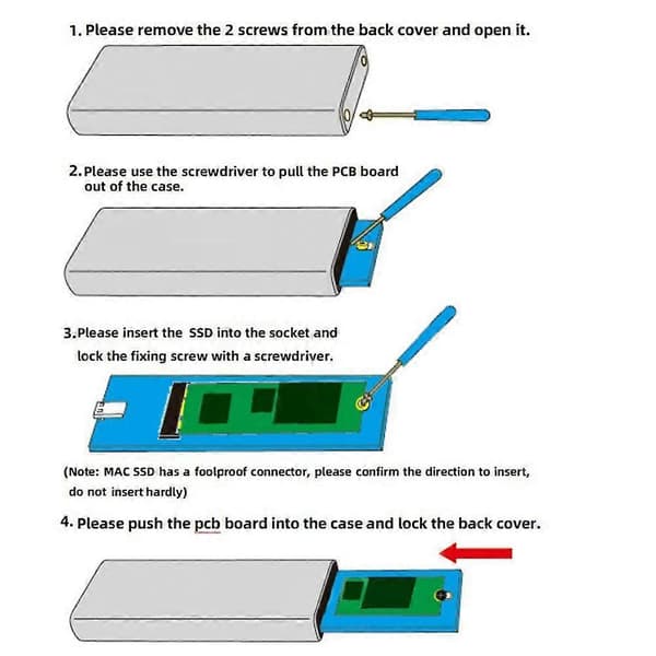 Til 2010 2011 Air A1369 A1370 SSD-kabinet USB3.2 GEN2 til 12+6Pin M.2 SATA SSD-kabinet 6Gbps M2 SSD-boks A-C-kabel
