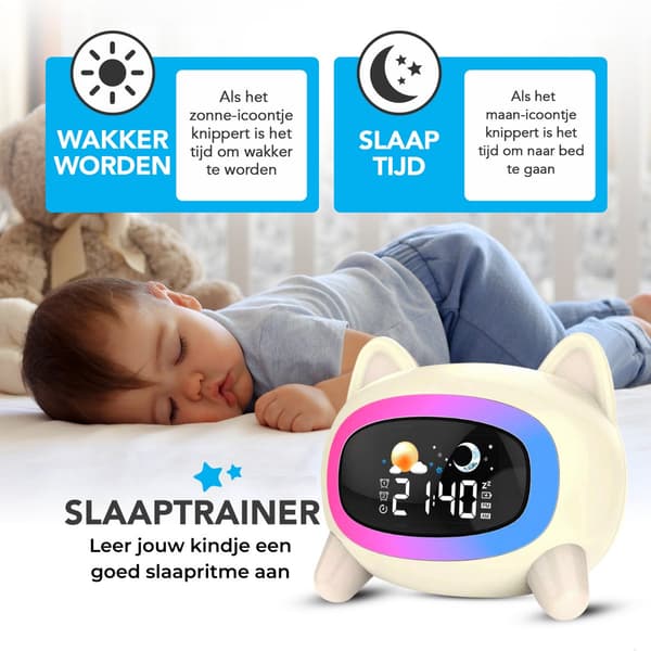 Sleep Trainer - Wake-up Light - Speaker Radio - White Noise Machine - Bluetooth - Kids Alarm Clock - Night Light